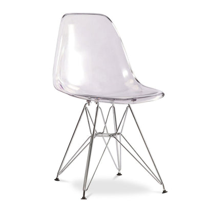 Clear and Silver Steel Dining Side Chair