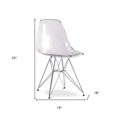 Clear and Silver Steel Dining Side Chair