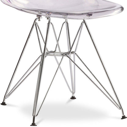 Clear and Silver Steel Dining Side Chair