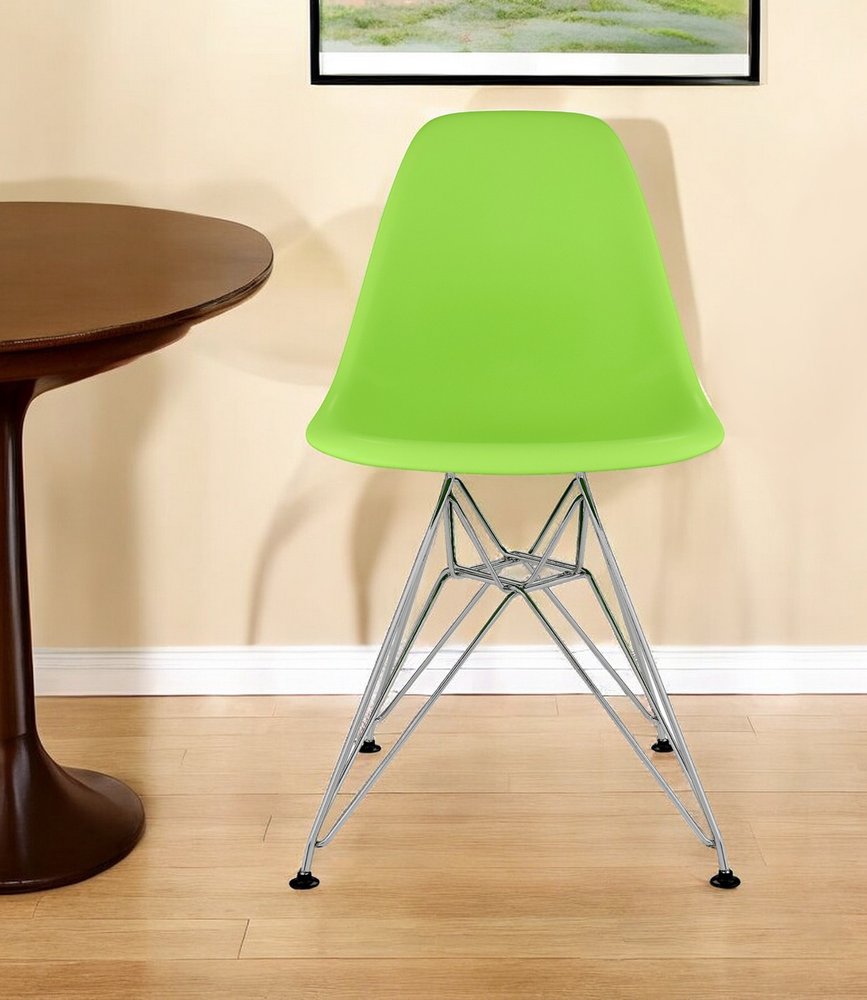 Green and Silver Steel Dining Side Chair