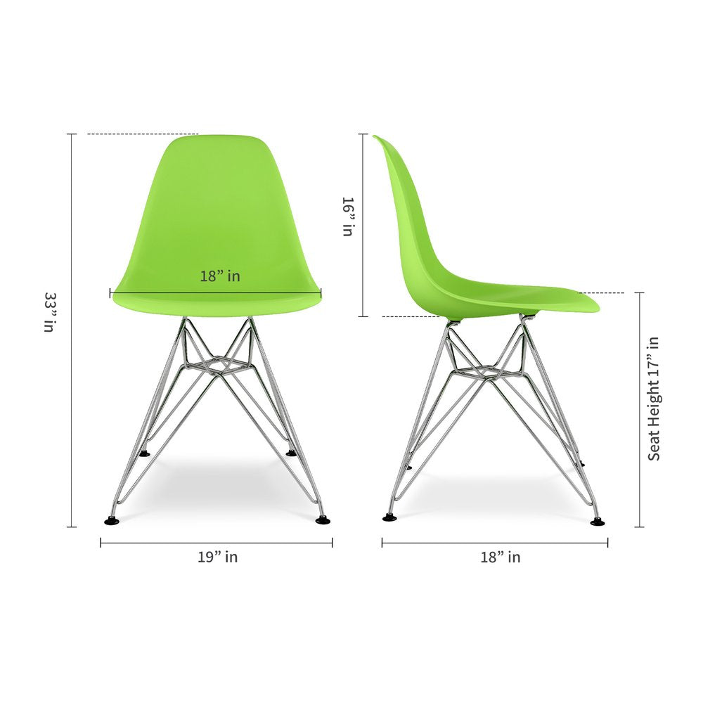 Green and Silver Steel Dining Side Chair