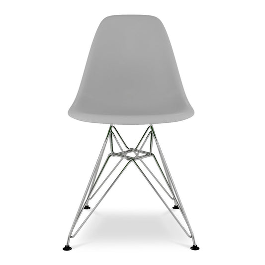 Gray and Silver Steel Dining Side Chair
