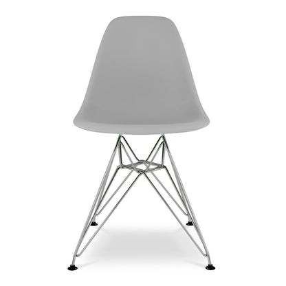 Gray and Silver Steel Dining Side Chair