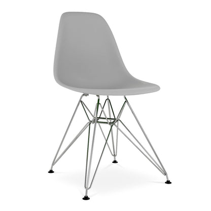 Gray and Silver Steel Dining Side Chair