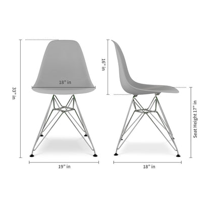 Gray and Silver Steel Dining Side Chair