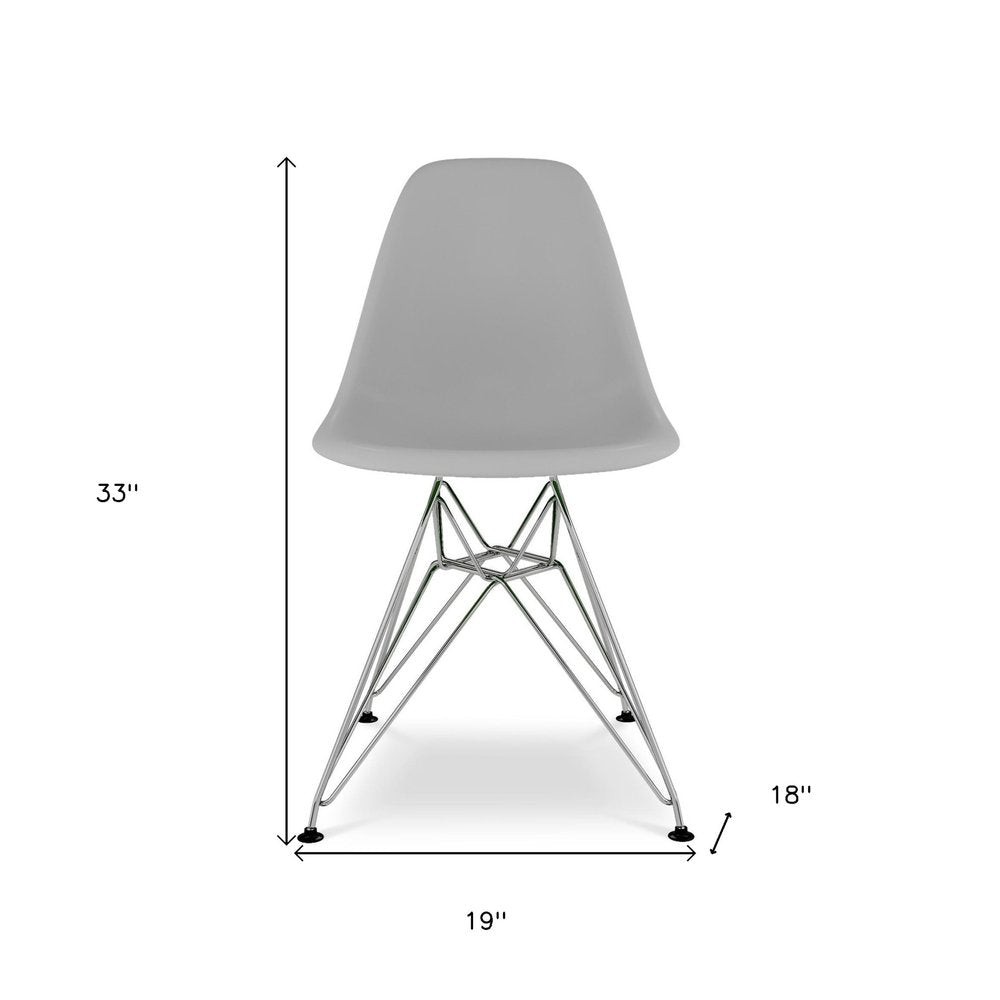 Gray and Silver Steel Dining Side Chair