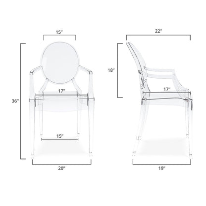 Clear Acrylic King Louis Back Dining Arm Chair