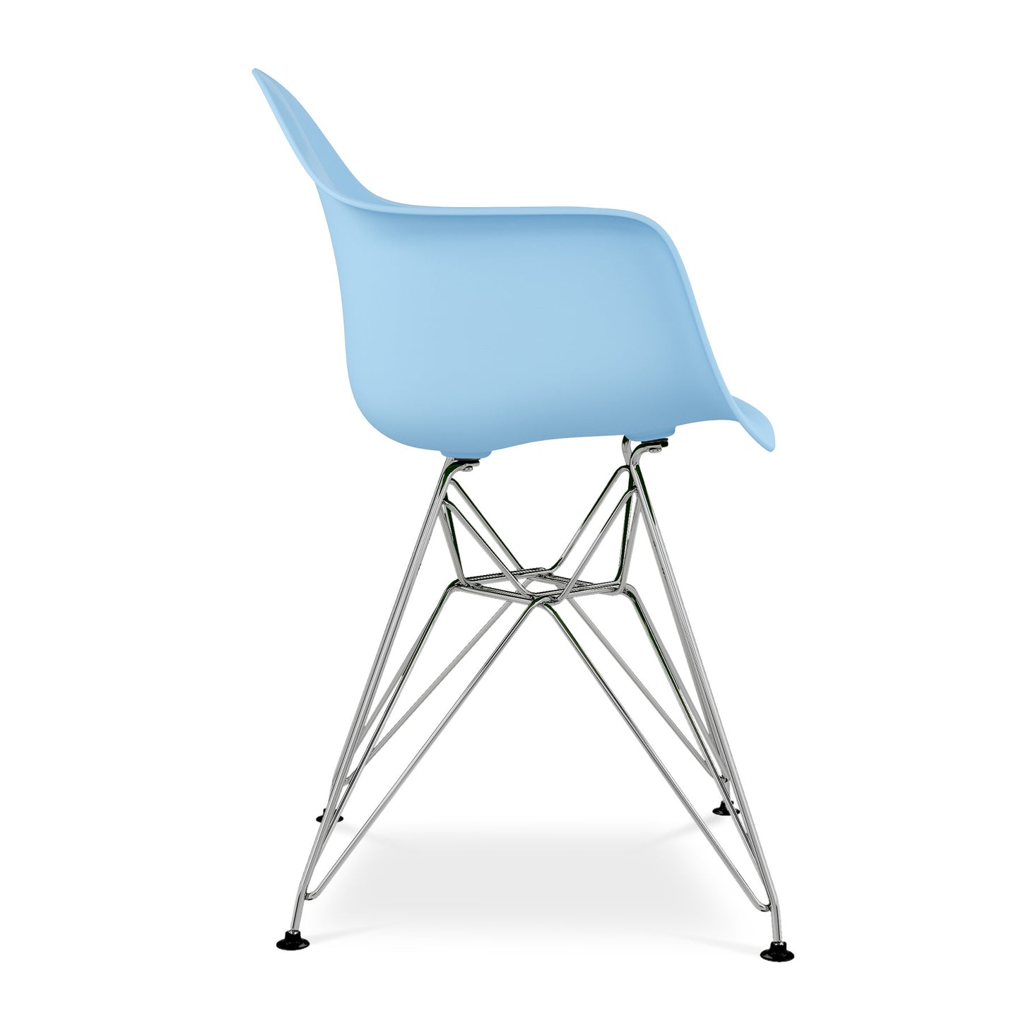 Light Blue And Silver Heavy Duty Plastic Dining Arm Chair