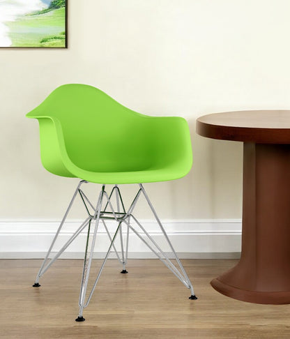 Green And Silver Heavy Duty Plastic Dining Arm Chair