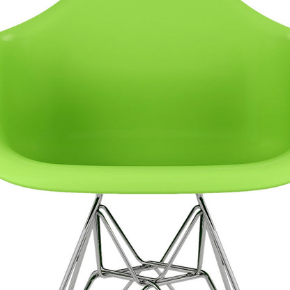 Green And Silver Heavy Duty Plastic Dining Arm Chair