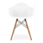 White And Natural Heavy Duty Plastic And Solid Wood Dining Arm Chair