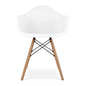 White And Natural Heavy Duty Plastic And Solid Wood Dining Arm Chair