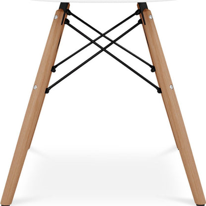 White And Natural Heavy Duty Plastic And Solid Wood Dining Arm Chair