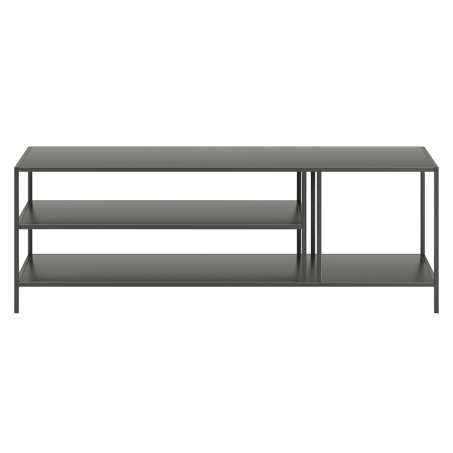 48" Gray Steel Coffee Table With Two Shelves