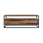 50" Brown And Black Solid Wood And Metal Coffee Table With Two Drawers And Shelf