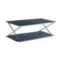 51" Black And Silver Stainless Steel Coffee Table With Shelf