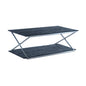 51" Black And Silver Stainless Steel Coffee Table With Shelf