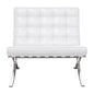 32" White And Silver Italian Leather Tufted Lounge Chair