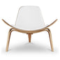 36" White and Brown Genuine Leather Lounge Chair