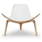36" White and Brown Genuine Leather Lounge Chair