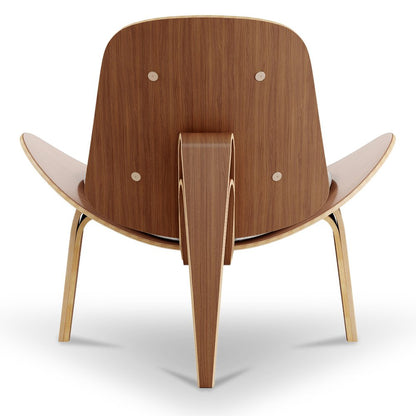36" White and Brown Genuine Leather Lounge Chair
