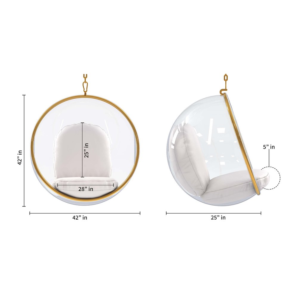 42" White Faux Leather Balloon Chair