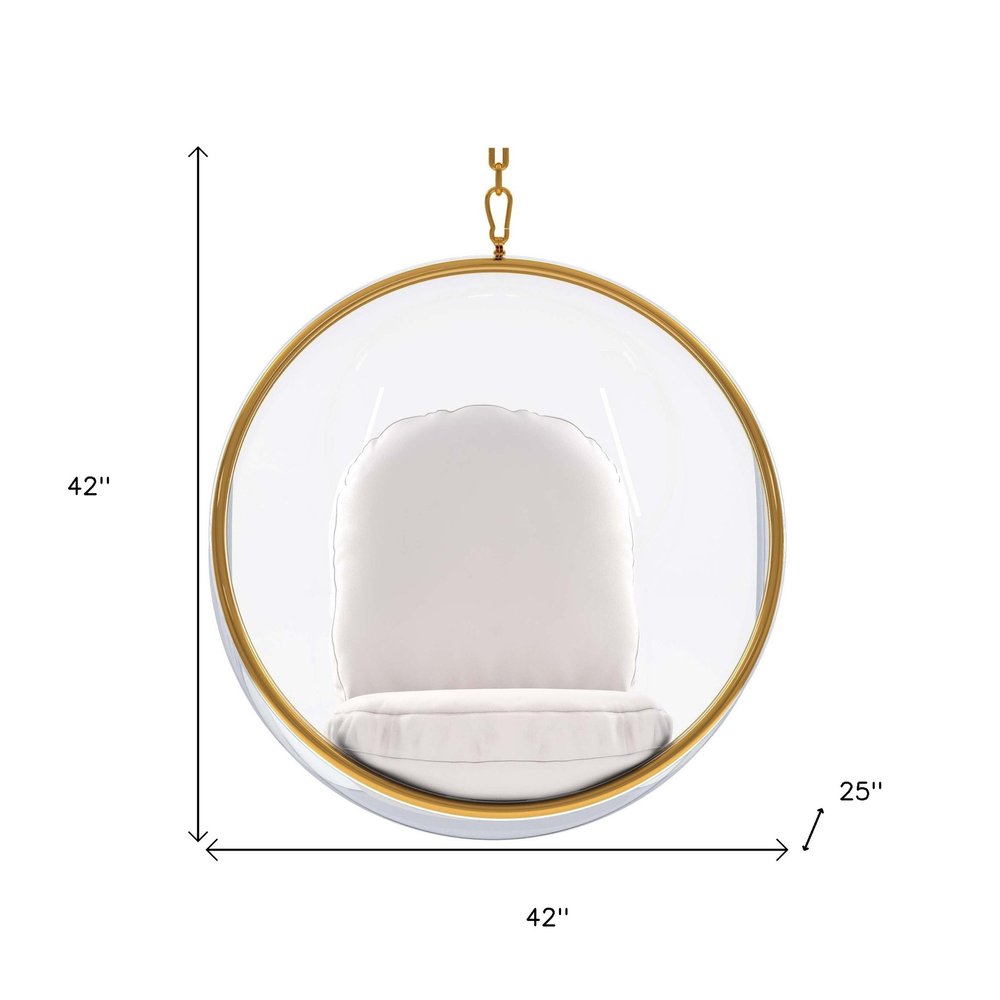 42" White Faux Leather Balloon Chair