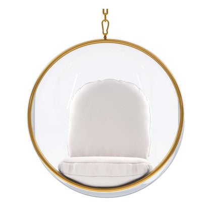 42" White Faux Leather Balloon Chair
