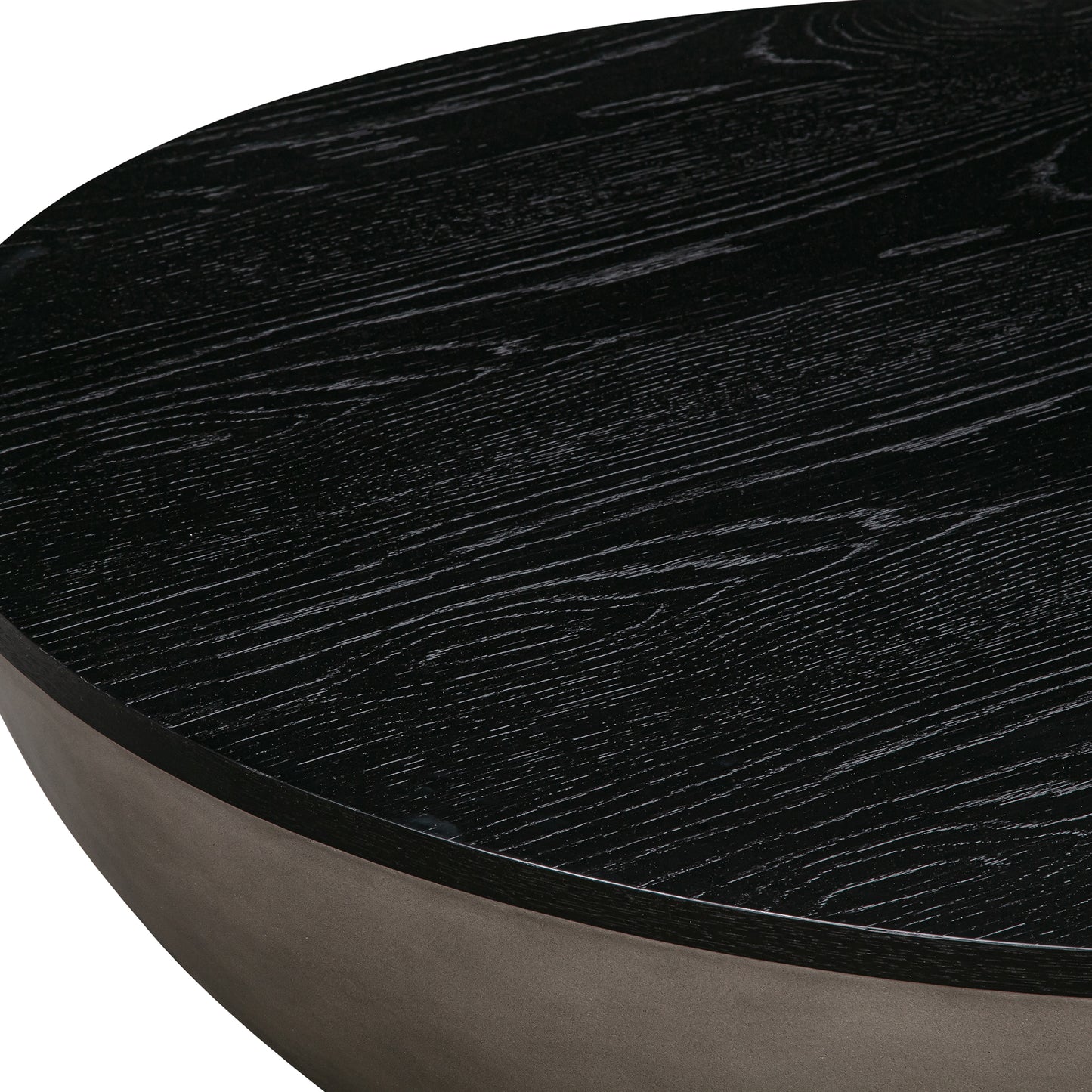 48" Black And Gray Solid Wood And Concrete Round Coffee Table