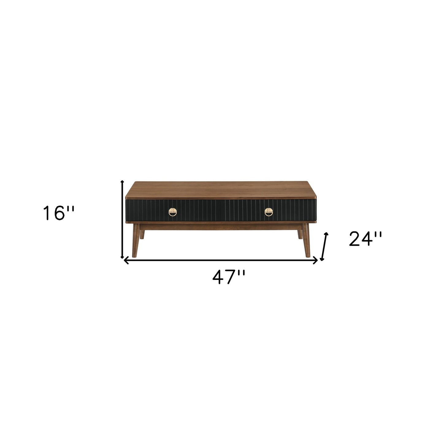 47" Brown And Black Coffee Table With Two Drawers