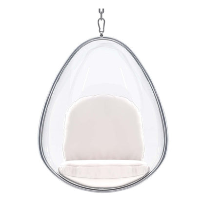 27" White Faux Leather Balloon Chair