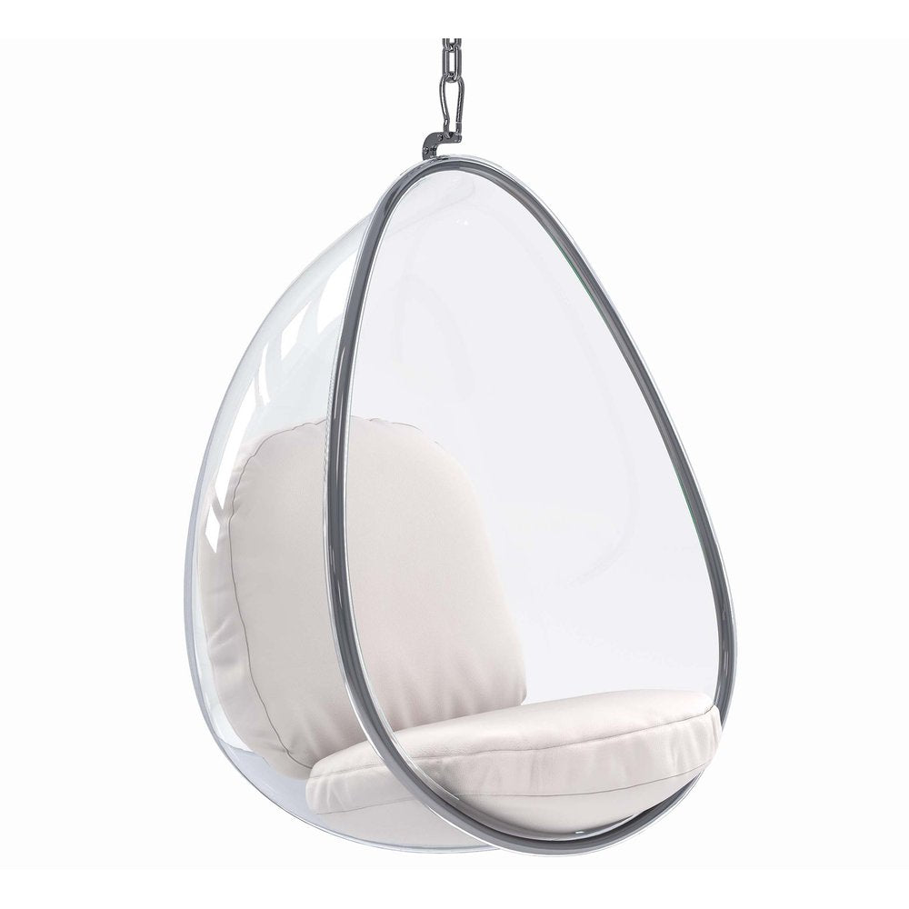 27" White Faux Leather Balloon Chair