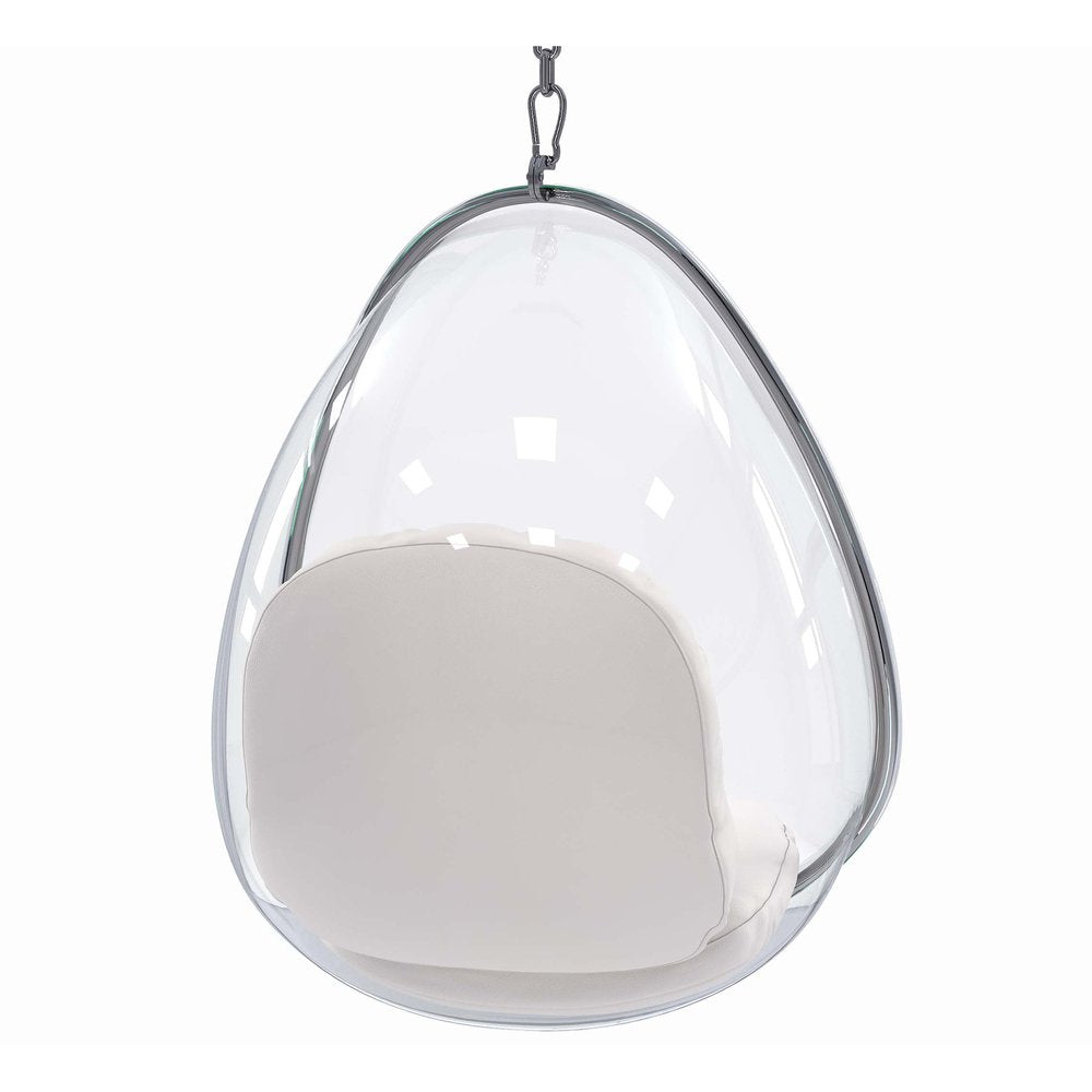 27" White Faux Leather Balloon Chair