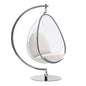 28" White and Silver Faux Leather Balloon Chair