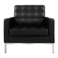 31" Black and Silver Italian Leather Tufted Club Chair