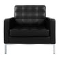 31" Black and Silver Italian Leather Tufted Club Chair