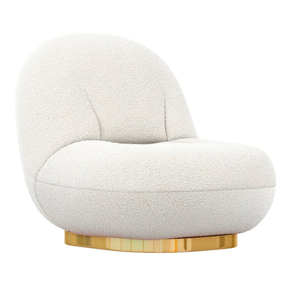 30" White and Gold Boucle Slipper Chair