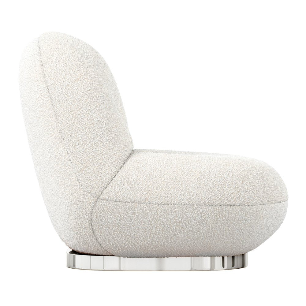 30" White and Silver Boucle Slipper Chair