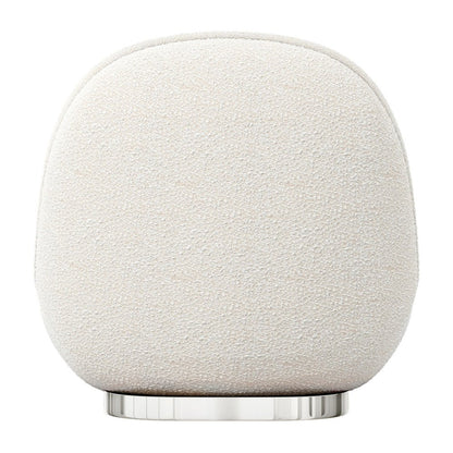 30" White and Silver Boucle Slipper Chair