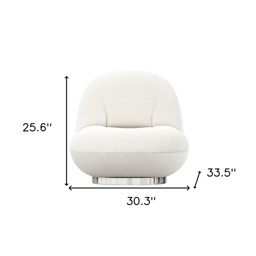 30" White and Silver Boucle Slipper Chair