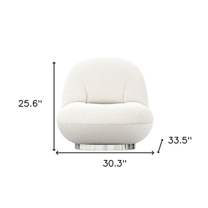 30" White and Silver Boucle Slipper Chair