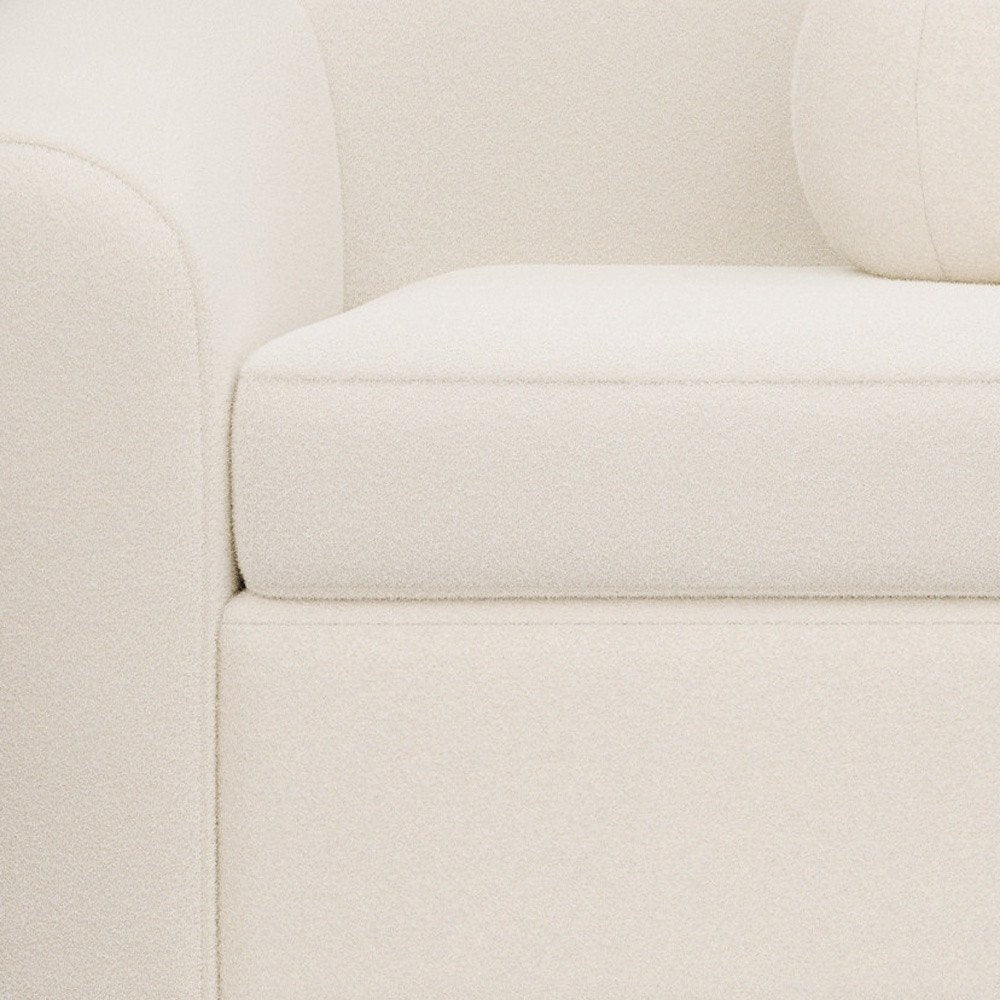 39" White and Natural Boucle Arm Chair