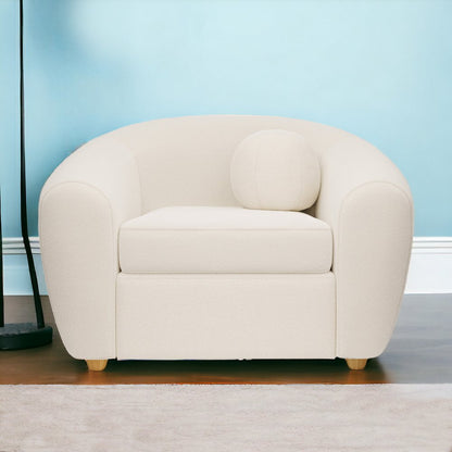 39" White and Natural Boucle Arm Chair