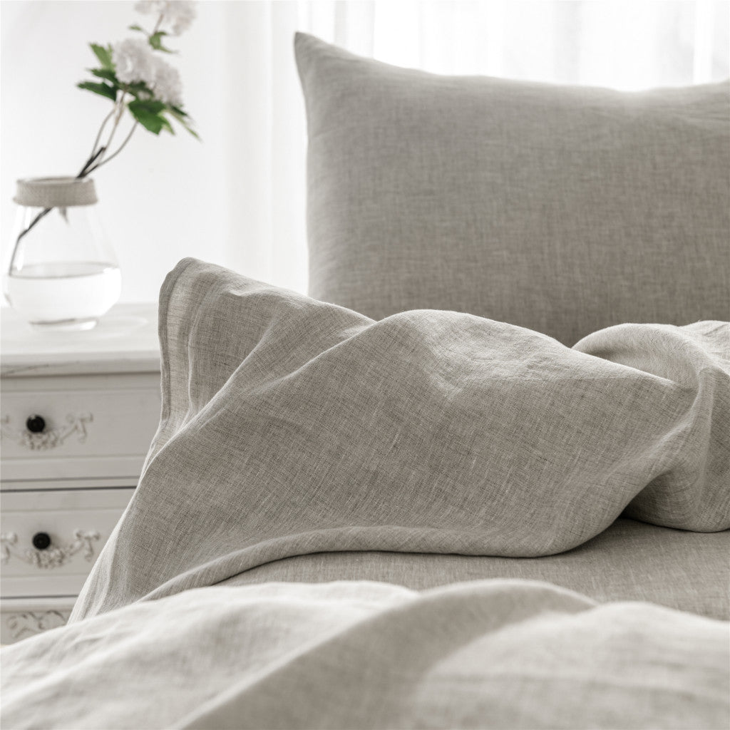 Set of Two Pink Linen Standard Pillowcases