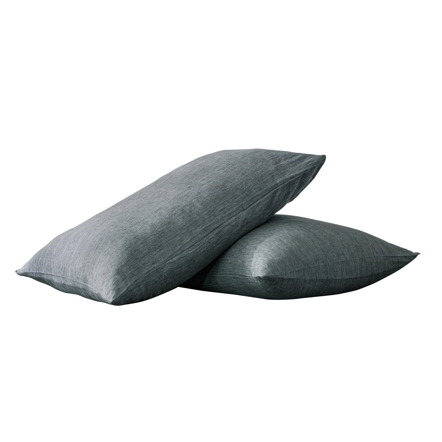 Set of Two Gray Linen Standard Pillowcases