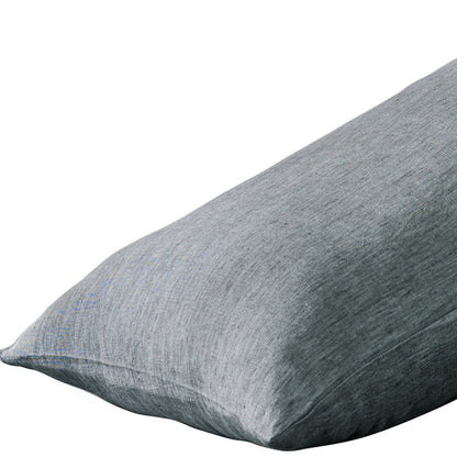 Set of Two Gray Linen Standard Pillowcases