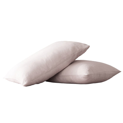 Set of Two Pink Linen Standard Pillowcases