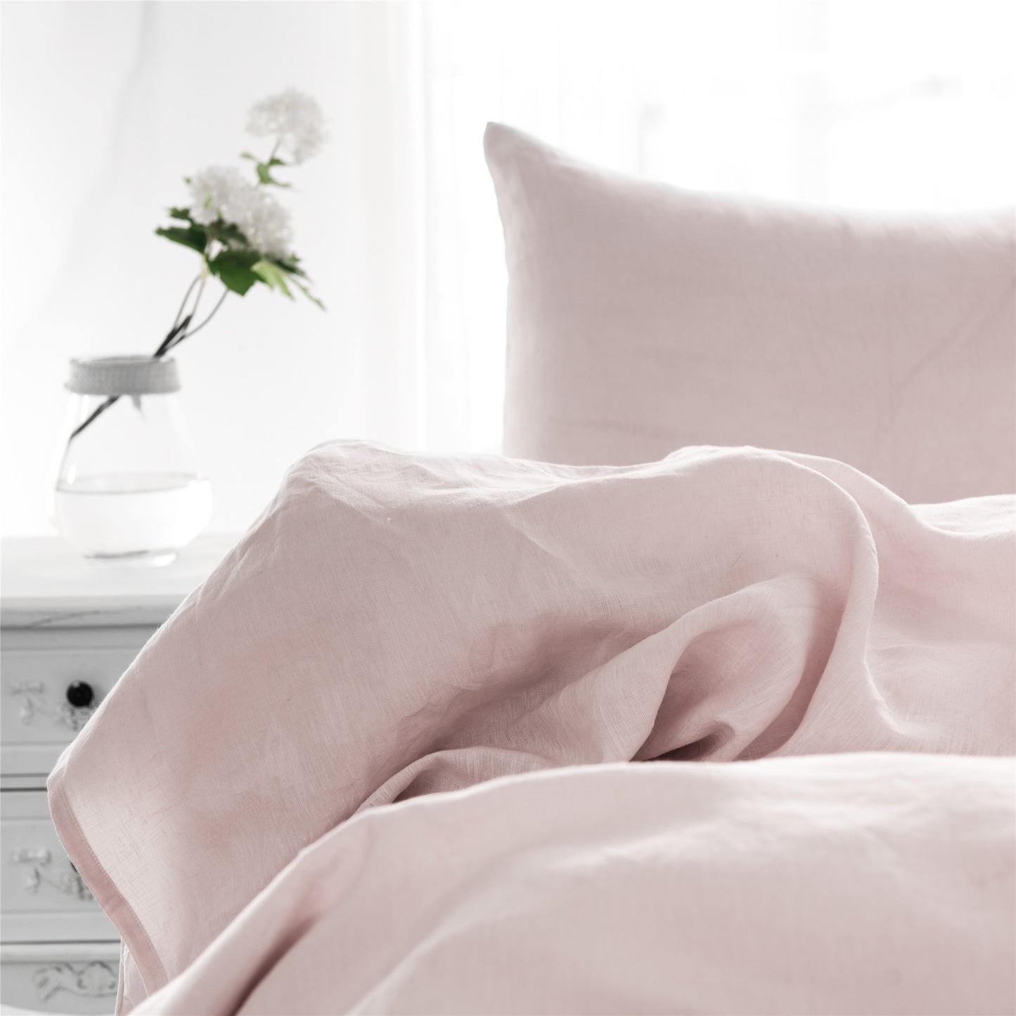 Set of Two Pink Linen Standard Pillowcases