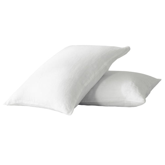 Set of Two Ivory Linen King Pillowcases