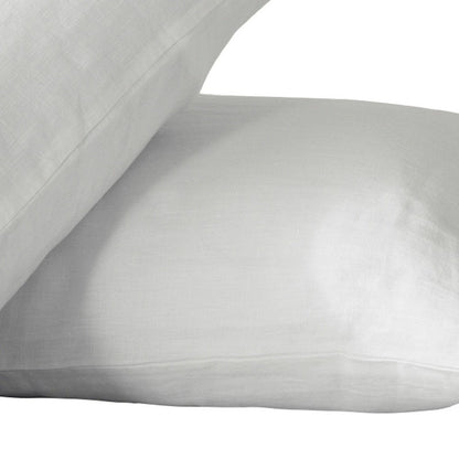 Set of Two Ivory Linen King Pillowcases